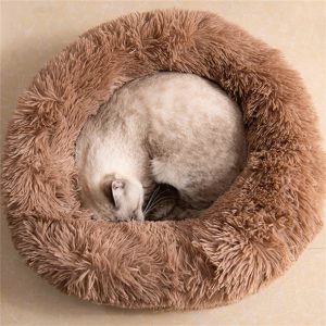 Gavenia Cat Bed for Indoor Cats,22 inch Soft Long Plush Cushion Washable Pet Bed Calming Self-Warming Square Cat and Dog Bed Anti-Slip & Waterproof Bottom Cushion (22 x 18 x 7 inch, Grey)